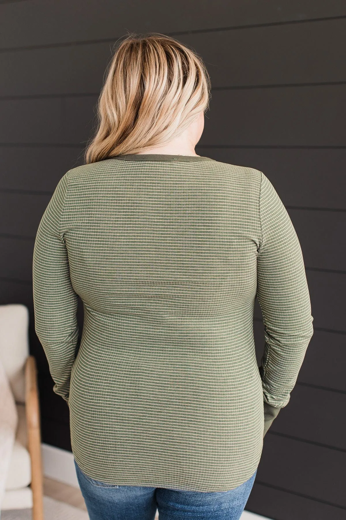 Put You First Striped Knit Top- Deep Olive