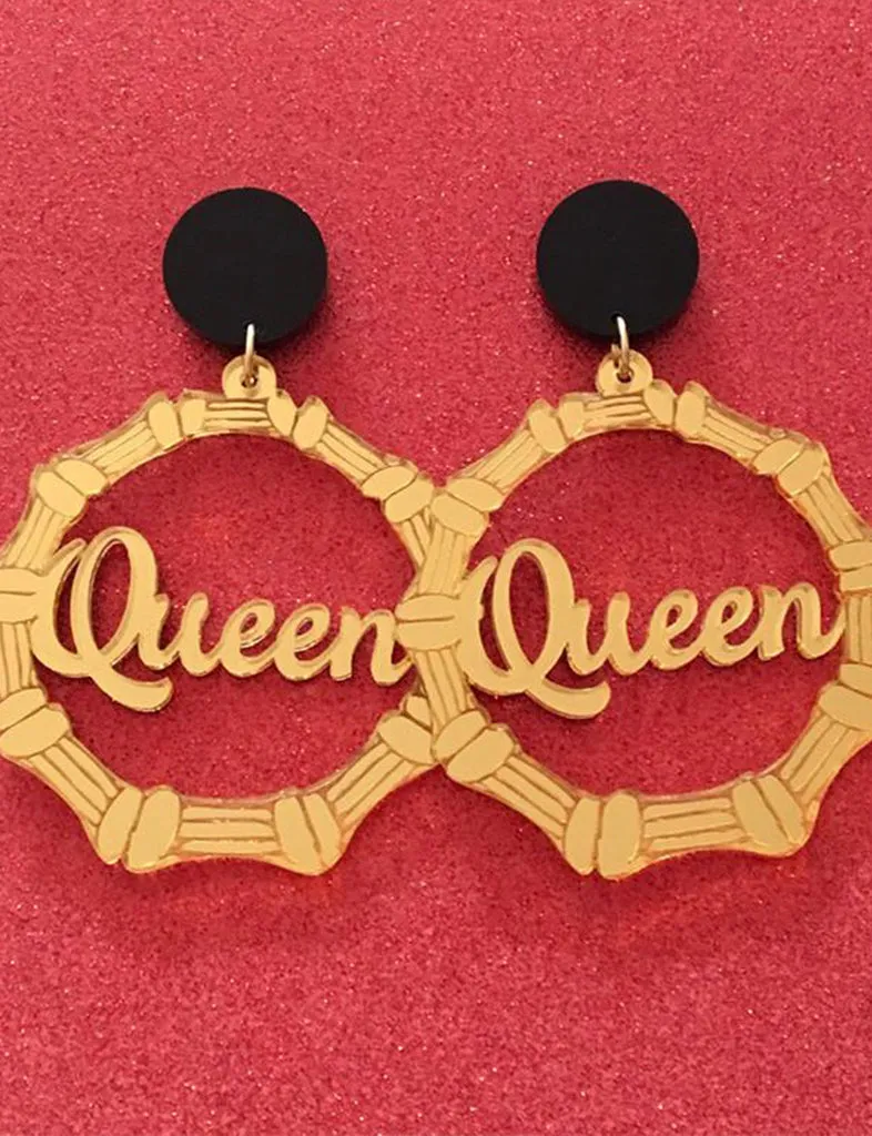 QUEEN BAMBOO HOOP EARRINGS