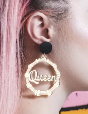 QUEEN BAMBOO HOOP EARRINGS