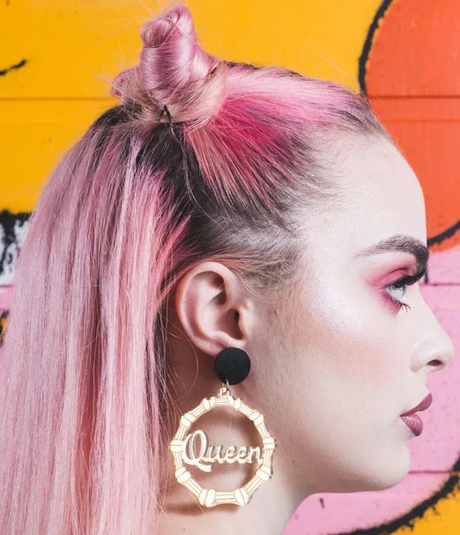 QUEEN BAMBOO HOOP EARRINGS