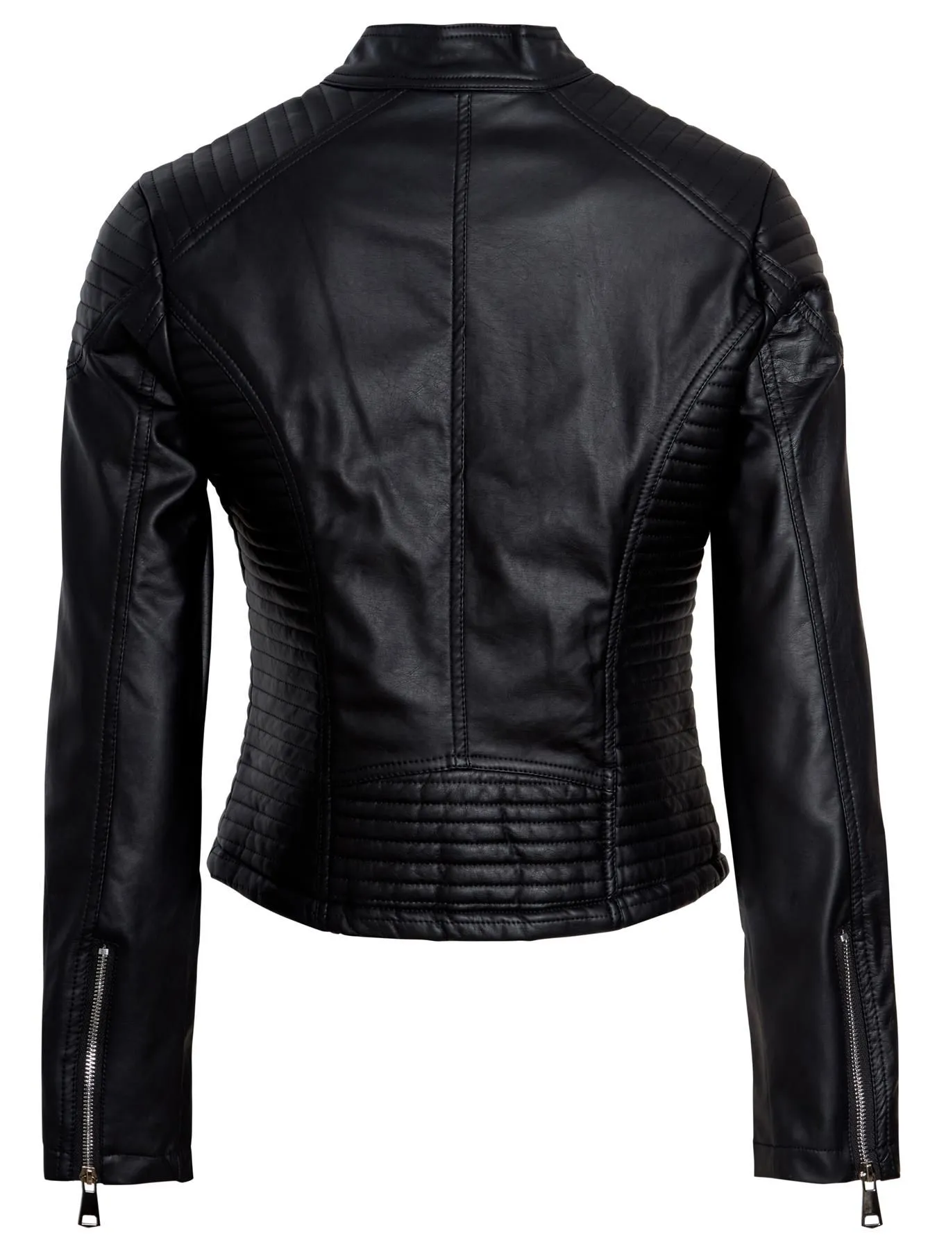 Quilted Faux leather Biker Jacket, Black, UK Sizes 6 to 14