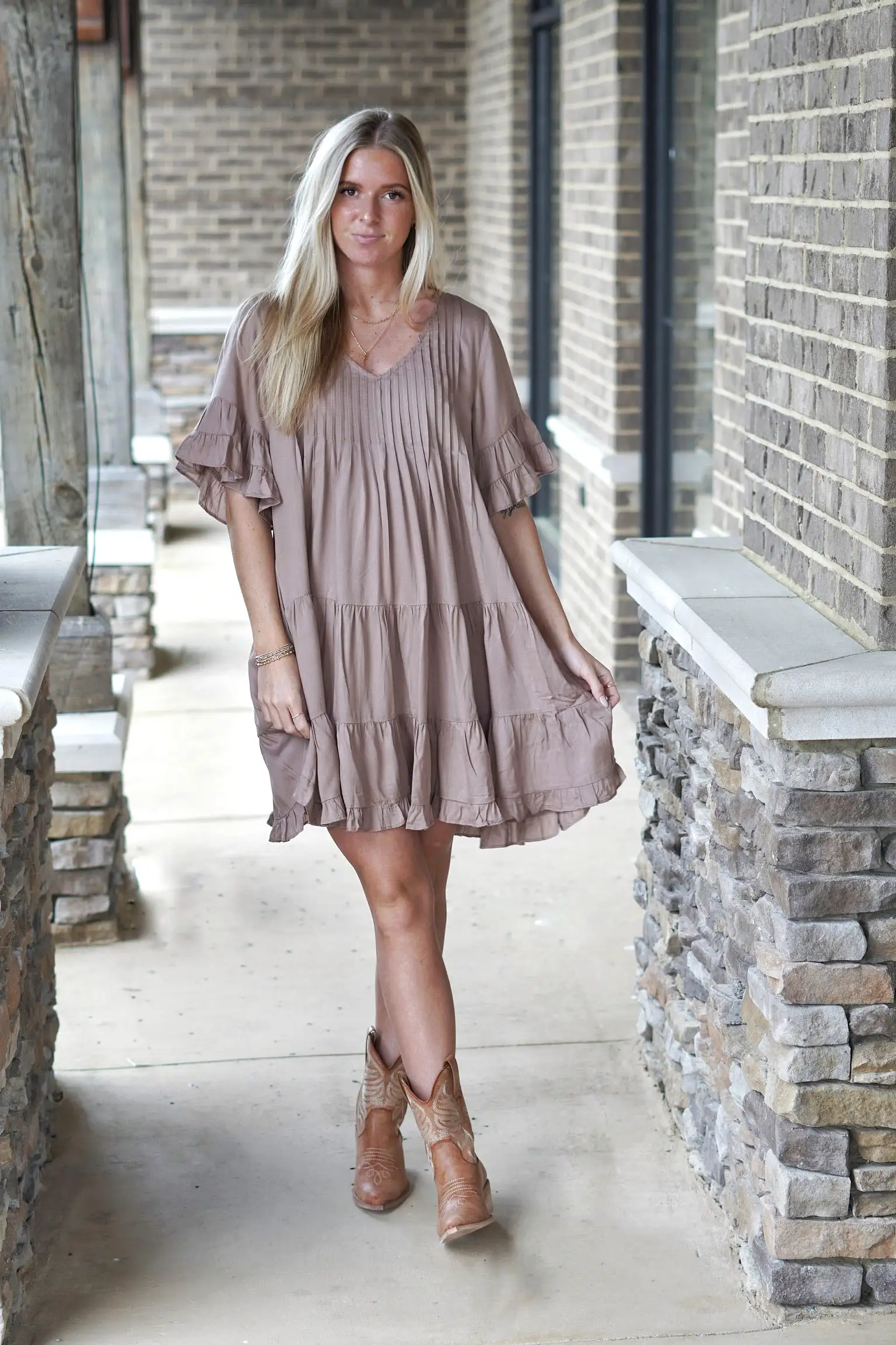 Rae Ruffle Sleeve Tiered Dress