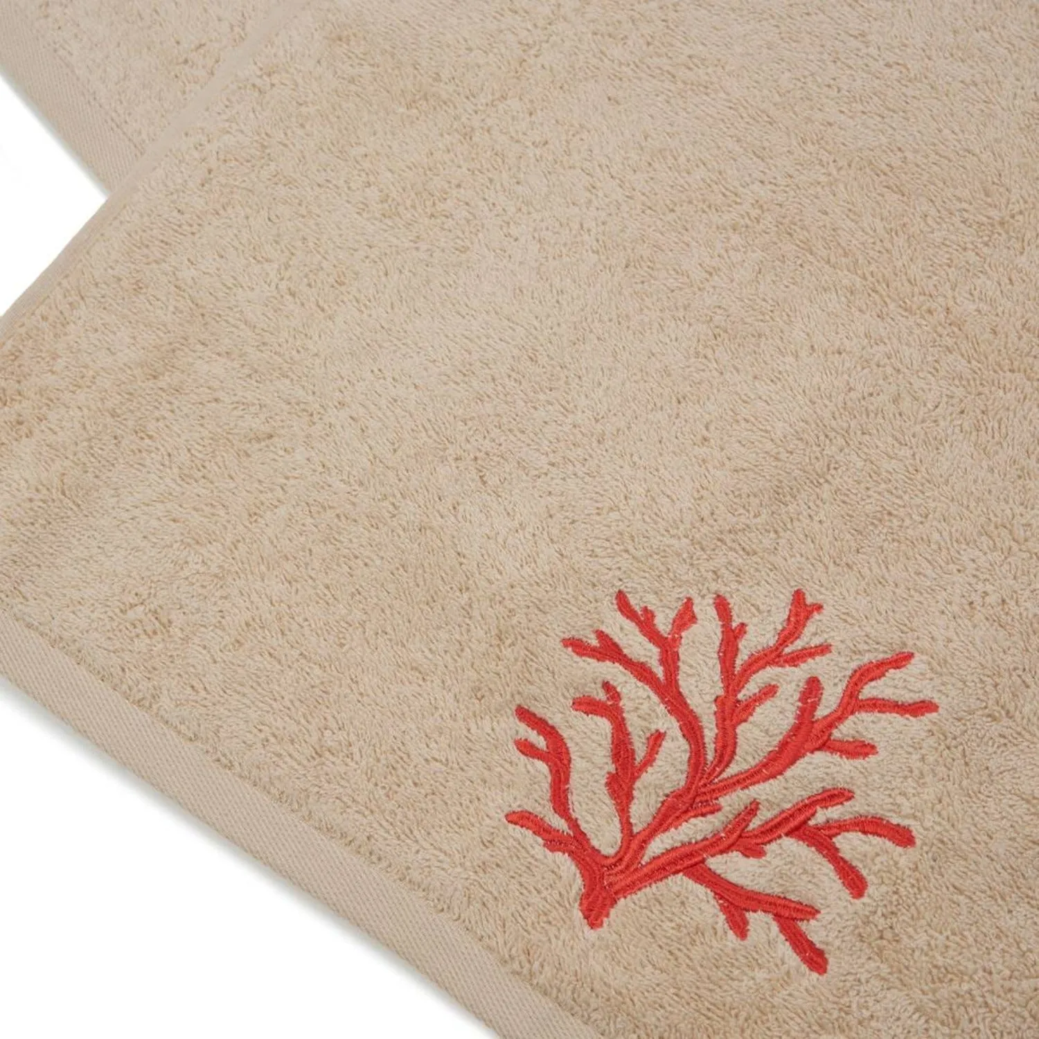 Red Coral Embroidered Hand Towel