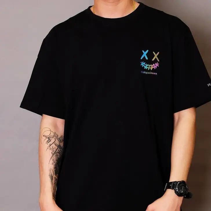 Rickyisclown [RIC] Basic Reflective Smiley Tee Black [R20200520a-VVVV]