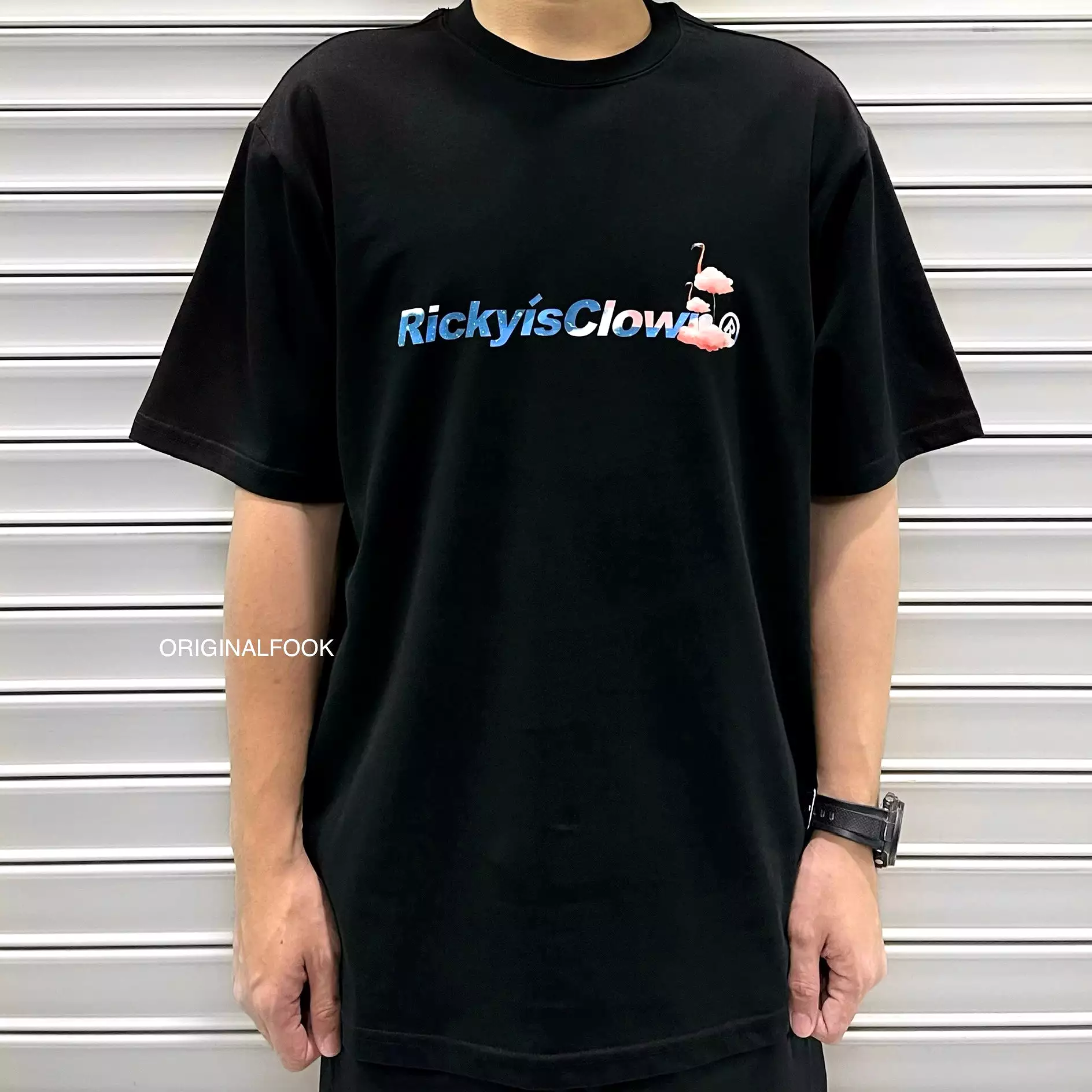 Rickyisclown [RIC] Flamingo Smiley Tee Black [R11220828h-L7]