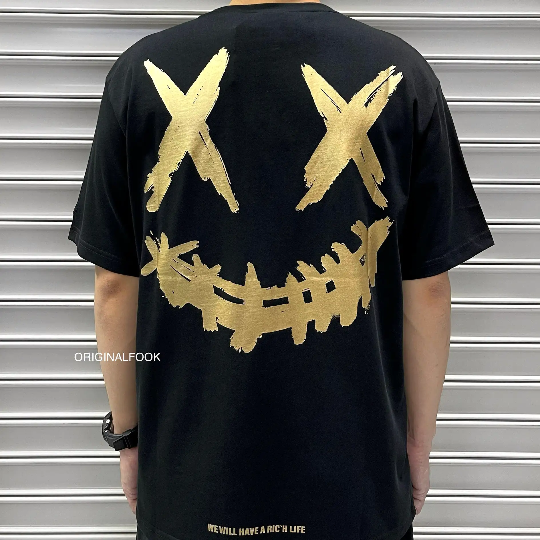 Rickyisclown [RIC] Gold Foil Smiley Tee Black [R20200506d-RRR]