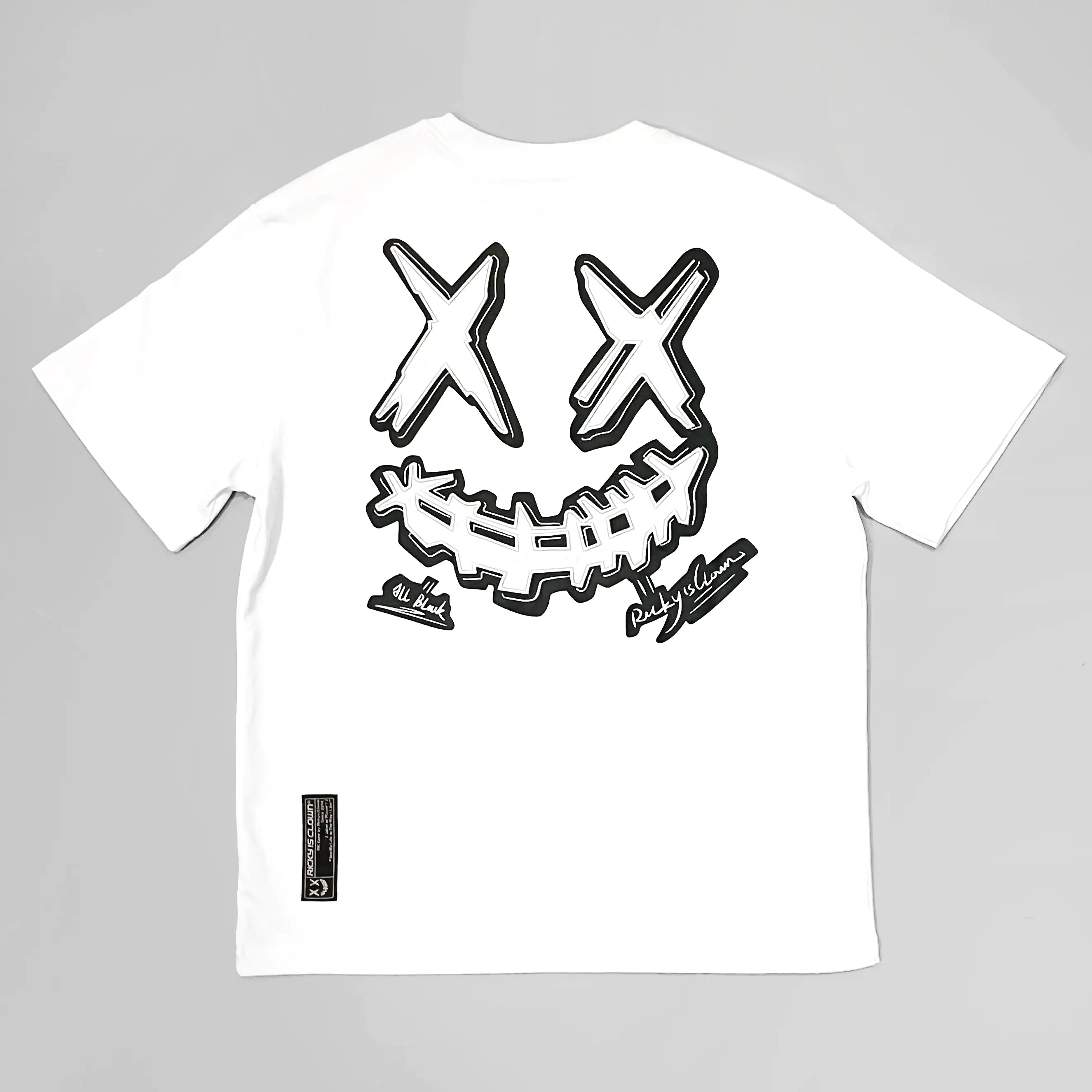 Rickyisclown [RIC] Line Embroidery Patch Smiley Tee White [R27230225C-S8]