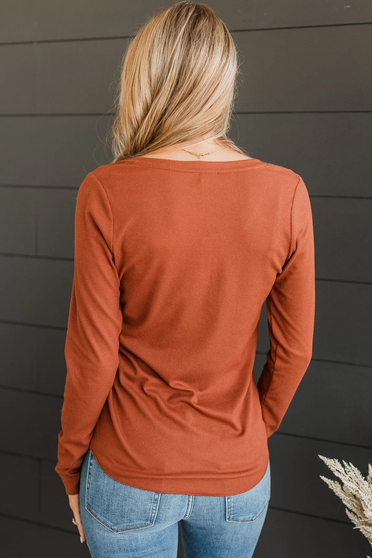 Rise To The Top Knit Henley Top- Copper