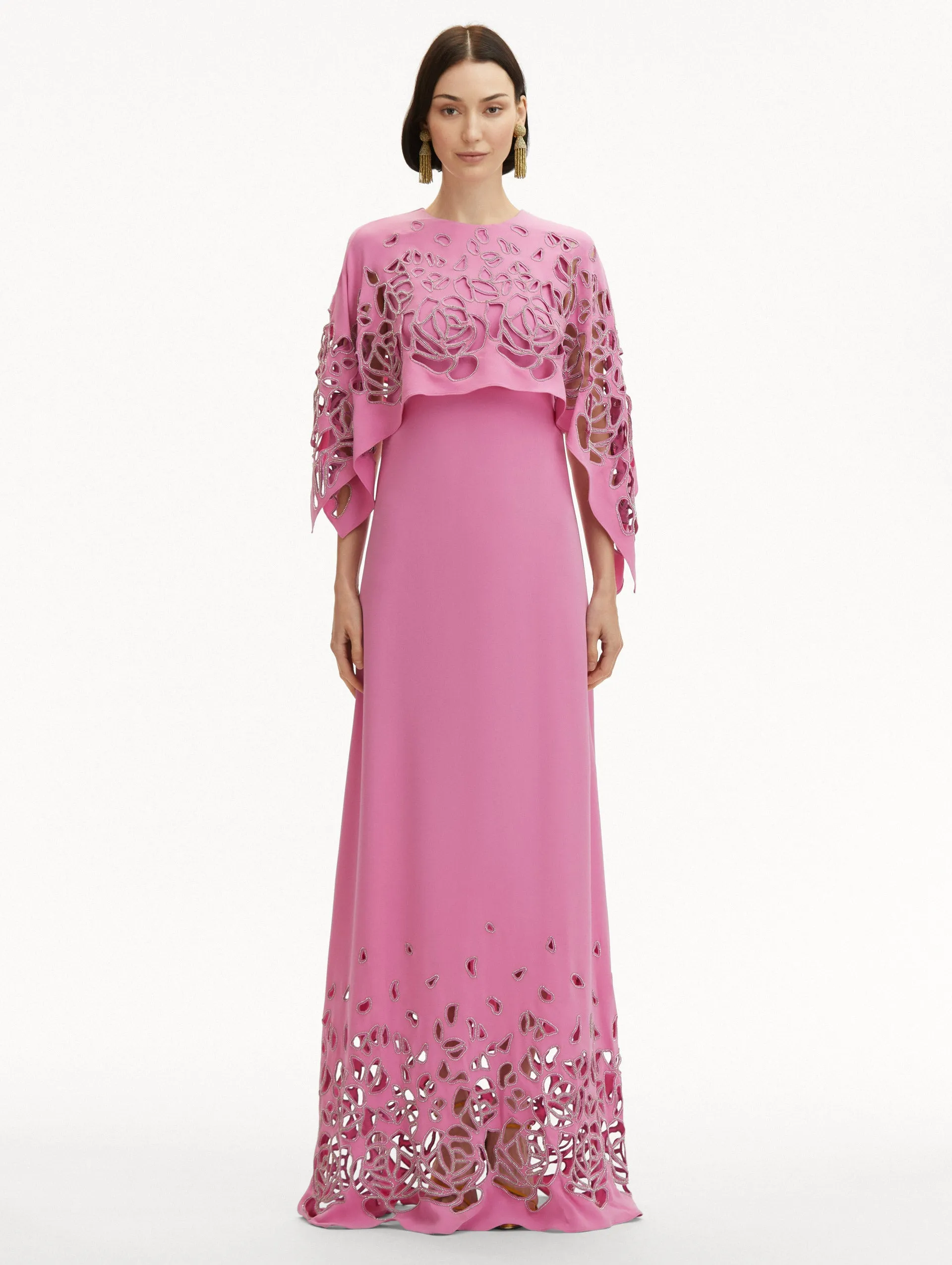 Rose Embroidered Cape Caftan