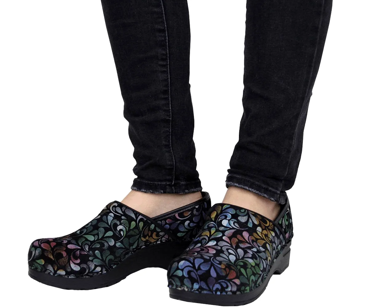 Sanita Plume Women's Printed Leather Multi Chef Clog