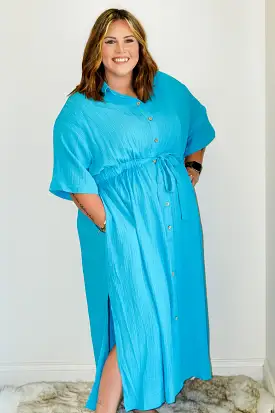 Sasha Short Sleeve Bubble Blue Dress