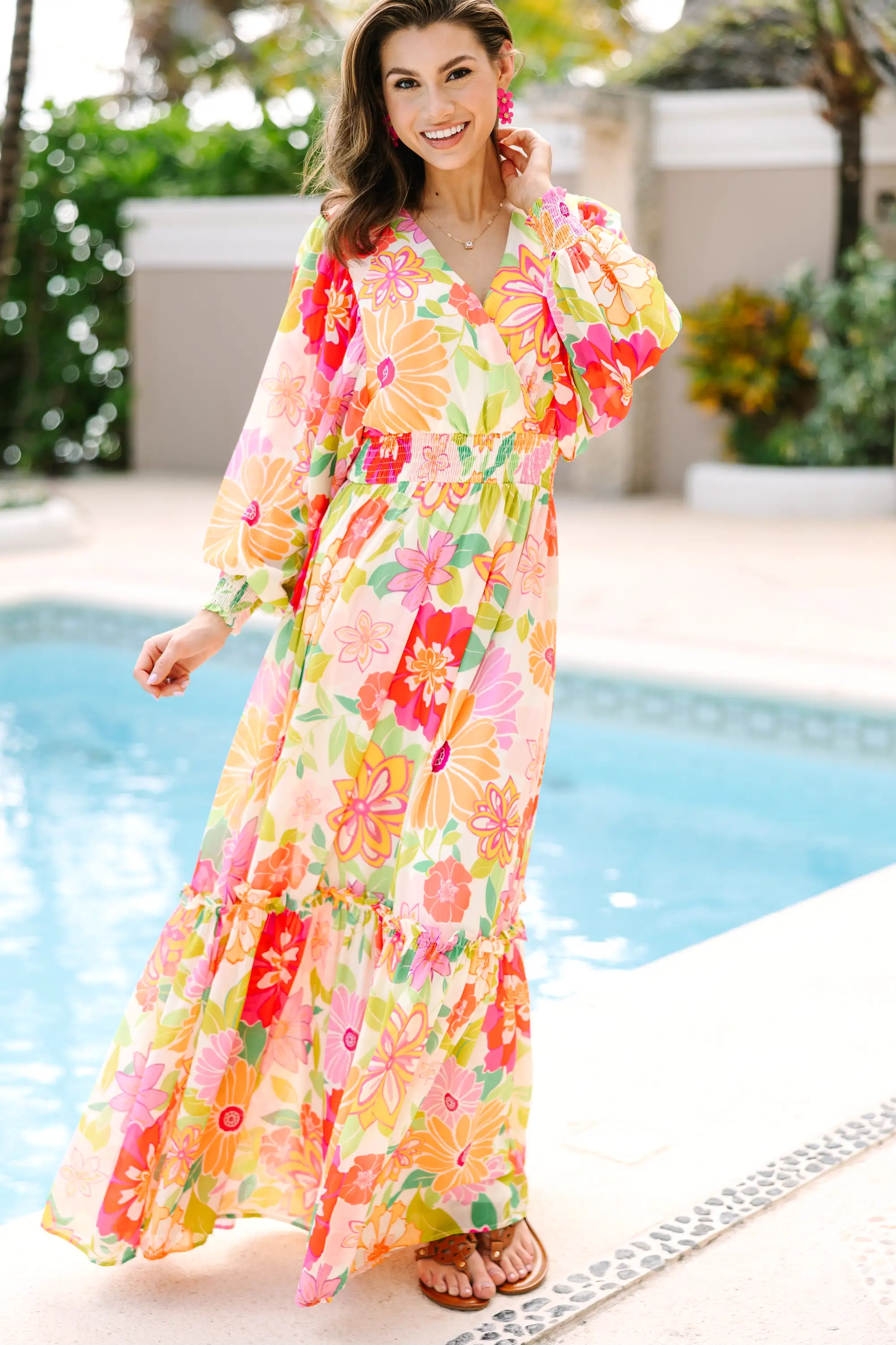 Say It Loud Fuchsia Pink Floral Maxi Dress