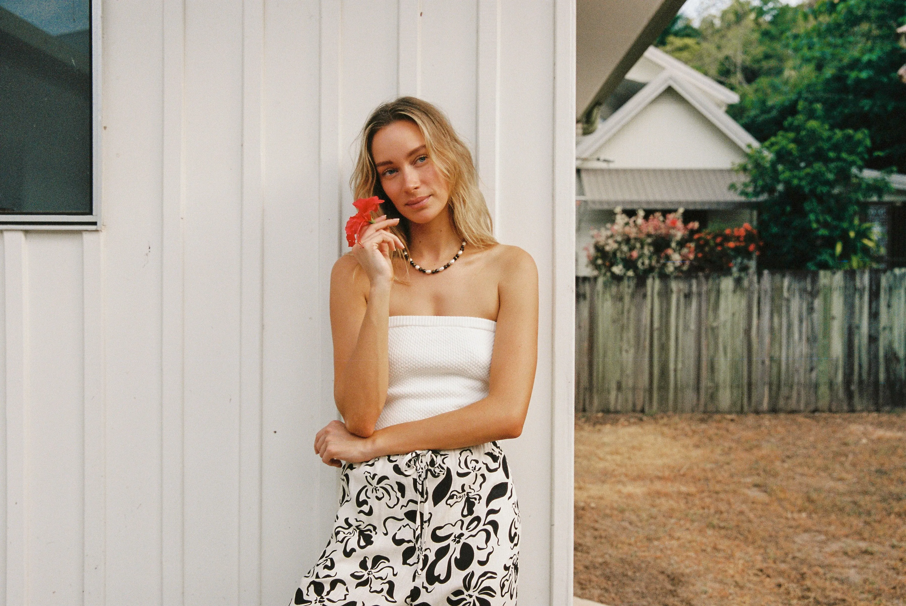 Spirit Strapless Knit Top White