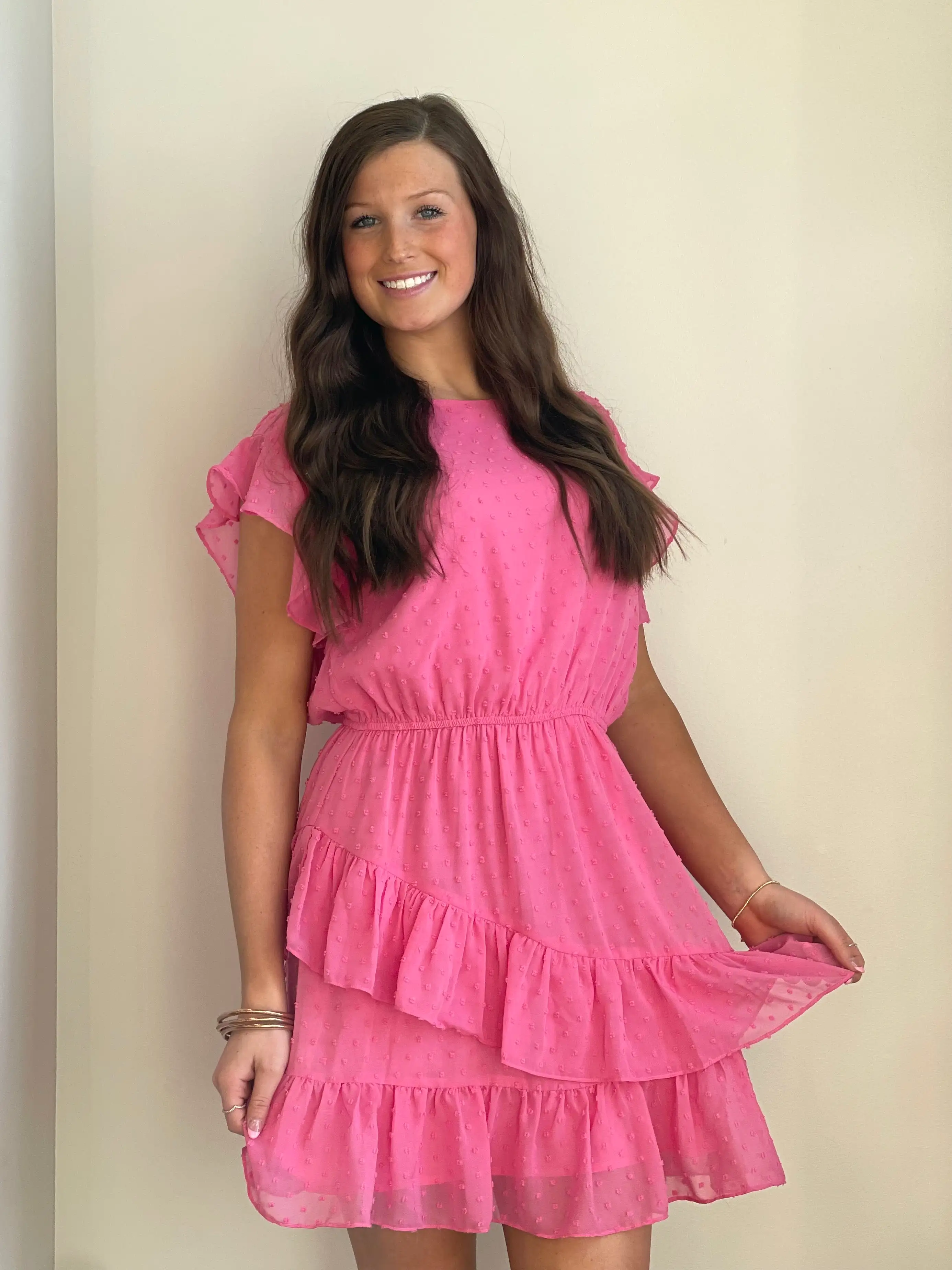 Tiana Tufted Dot Ruffle Dress