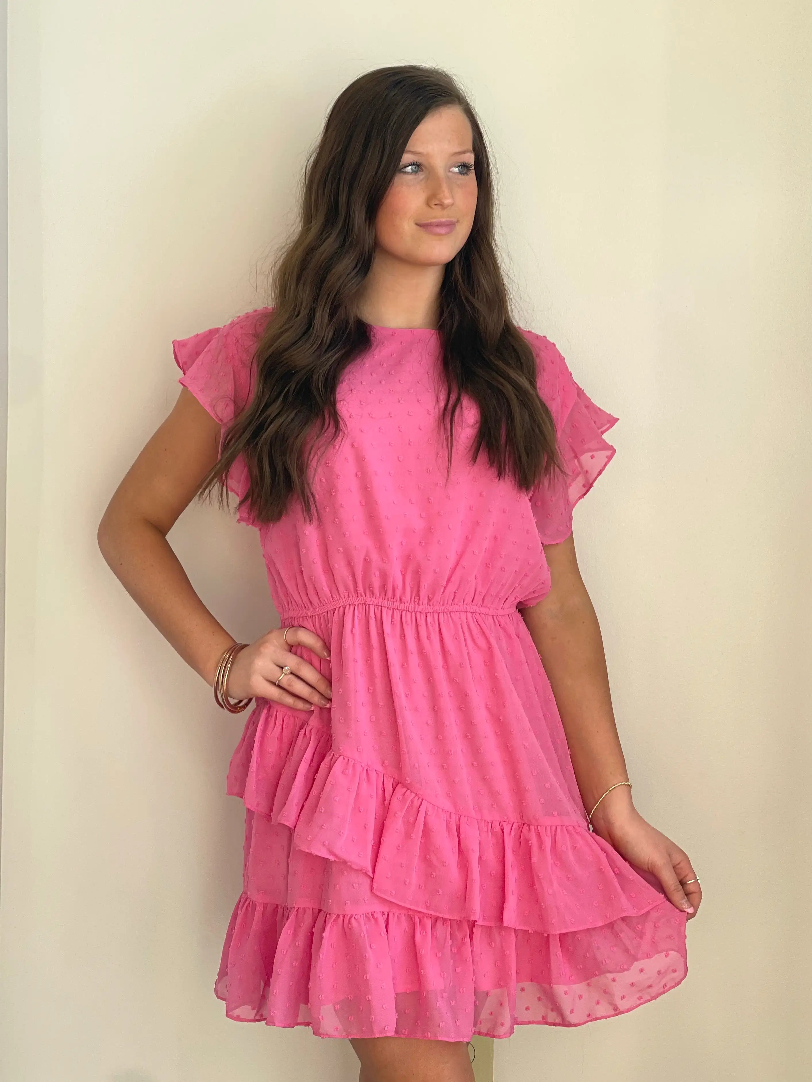 Tiana Tufted Dot Ruffle Dress