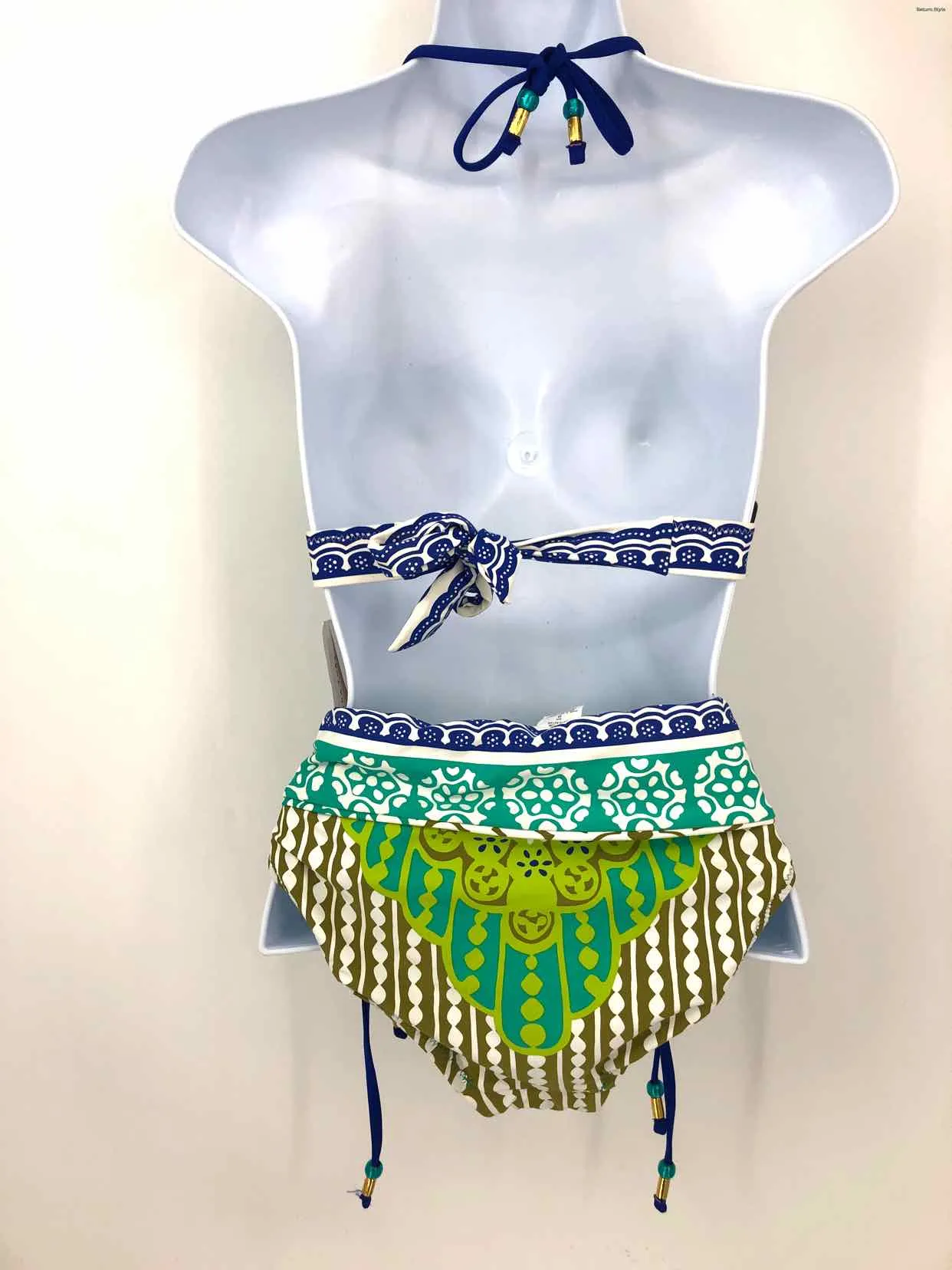 TRINA TURK Blue Green Size SMALL (S) Print Bikini