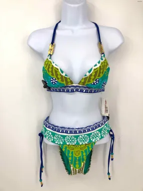 TRINA TURK Blue Green Size SMALL (S) Print Bikini