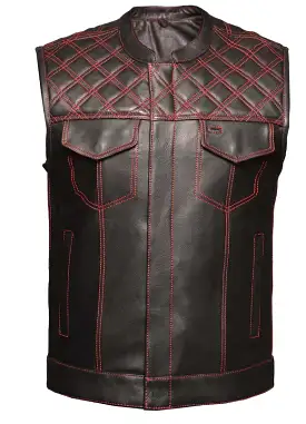 'Unik' Men's Red Diamond Stitch Club Vest - Black / Red