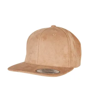 Unisex adult faux suede snapback cap khaki Flexfit