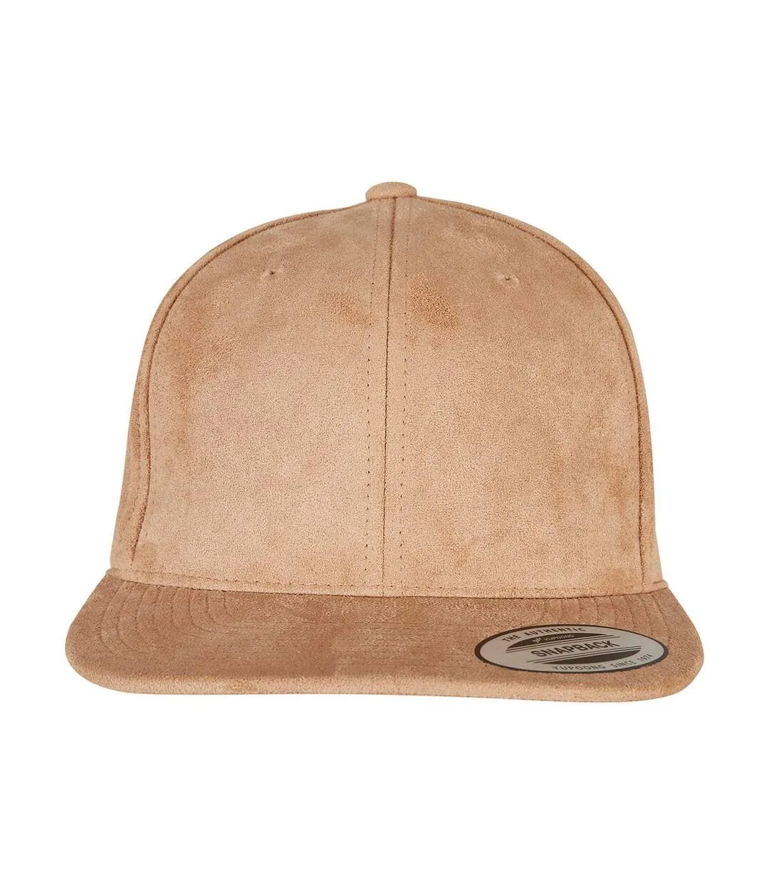 Unisex adult faux suede snapback cap khaki Flexfit