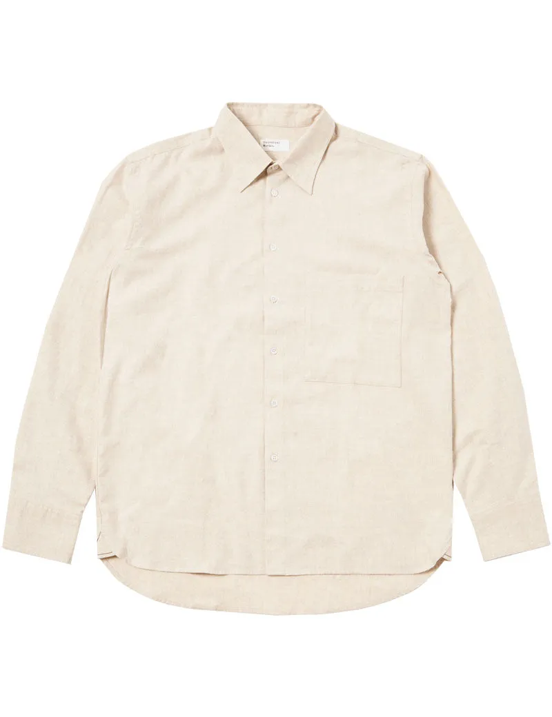 Universal Works Square Pocket Shirt Sand Brushed Flannel