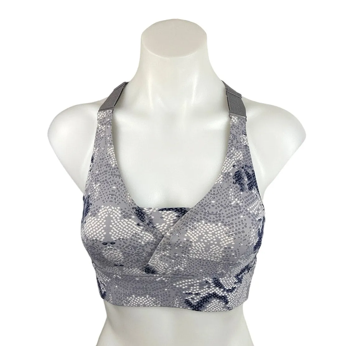 Varley Gray Snakeskin Scoop Neck Racerback Pullover Workout Sports Bra Size S