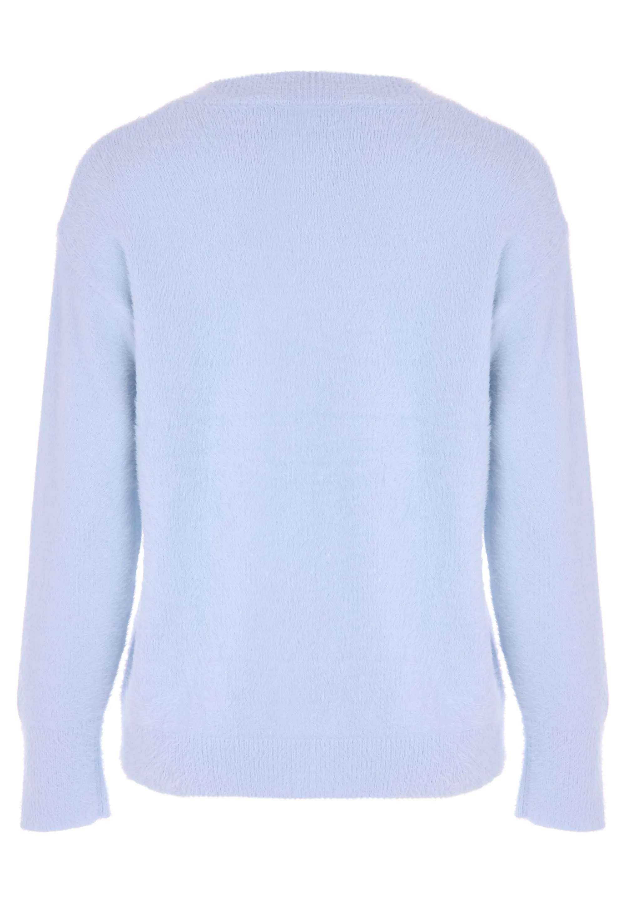 Womens Light Blue Sequin Snowflake Lash Knit Jumper