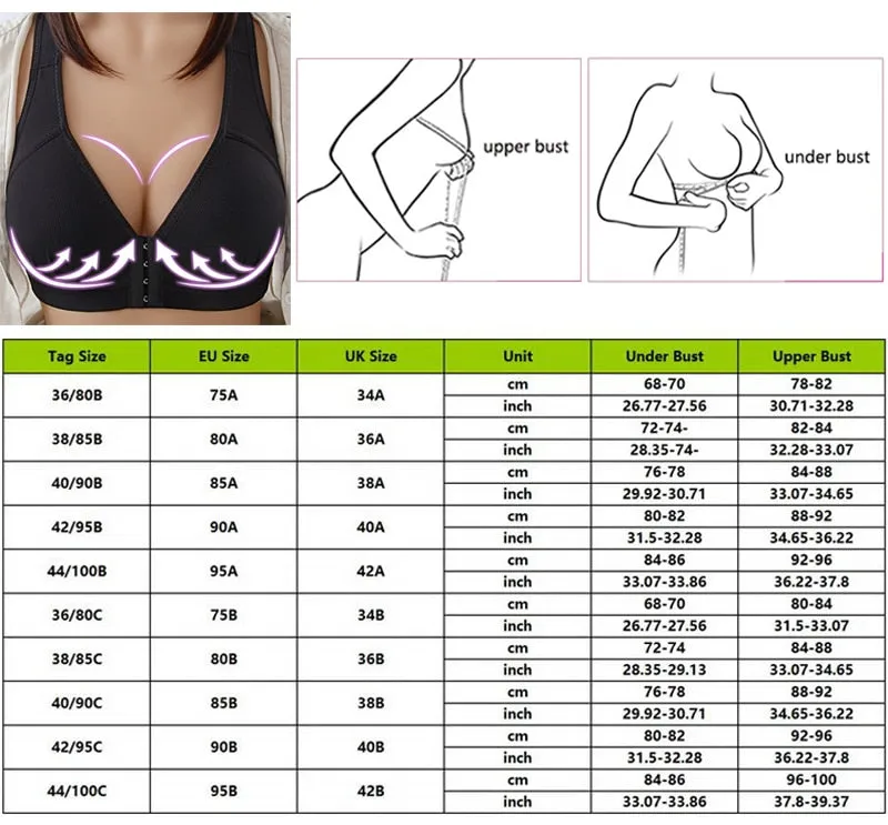 Women's Sexy Pink Seamless Front Closure Wire Free Full Cup Push-Up Bra