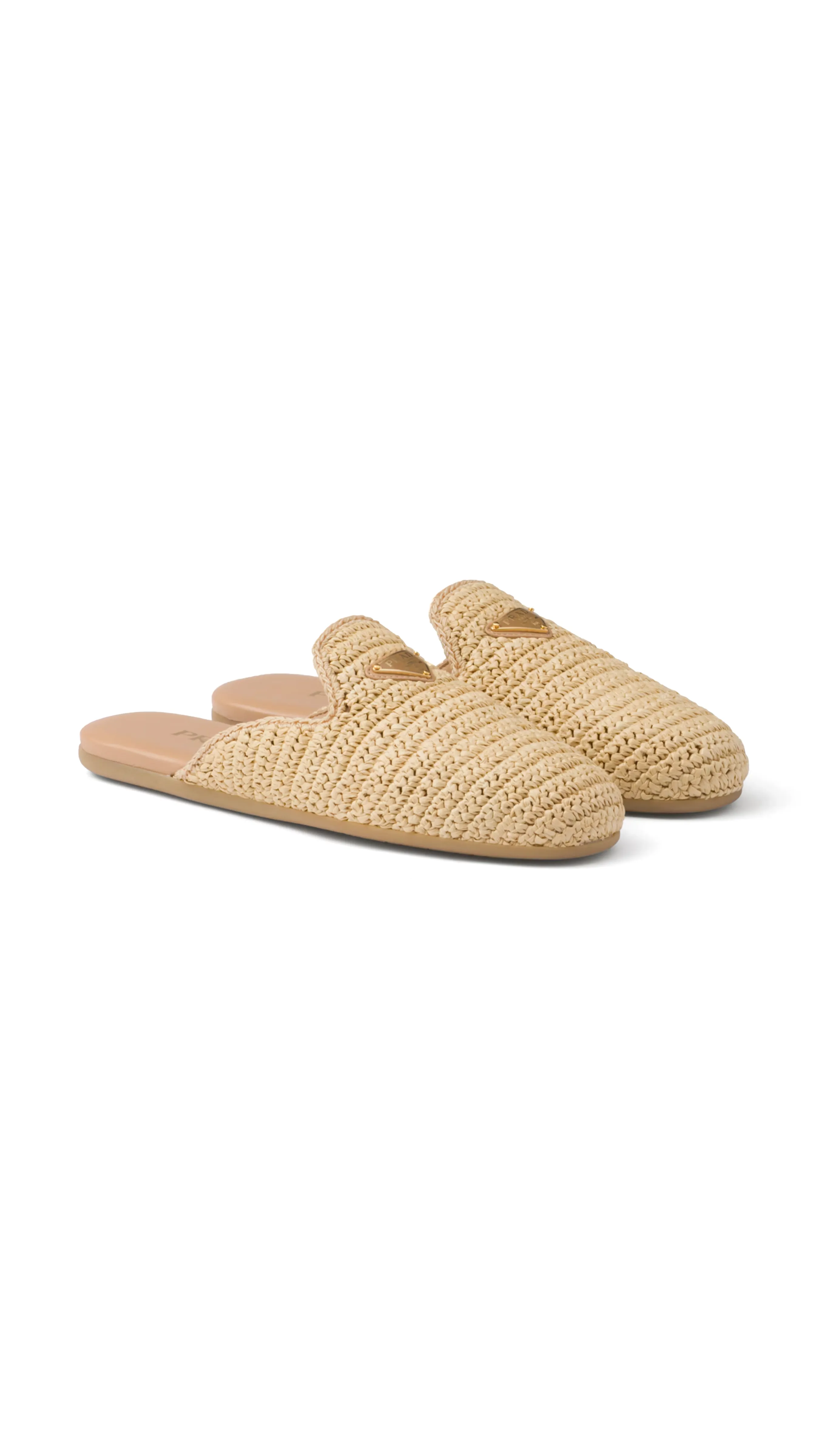 Woven Fabric Mules - Natural