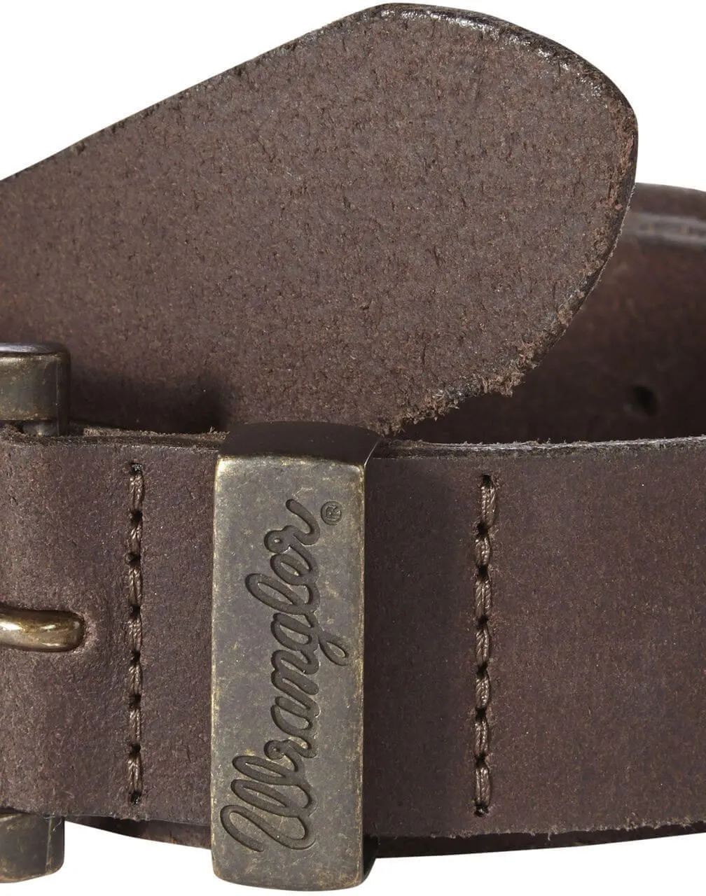 Wrangler Basic Leather Metal Loop Belt Brown